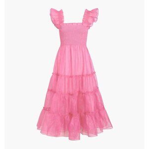 Hill House x Wicked Glinda Ellie Nap in Pink Stripe Organza Midi Dress XS